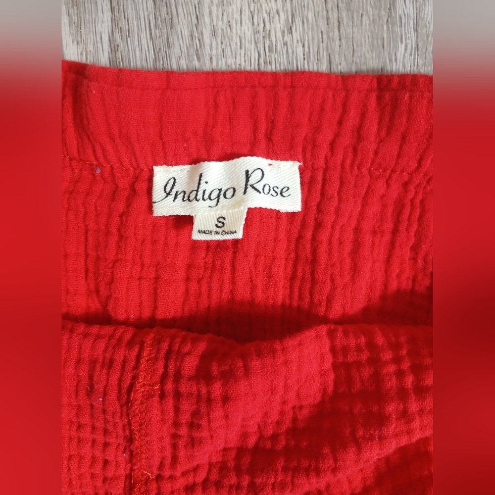 Indigo Rose Adjustable Strap Sleeveless Red Dress. Size Small 100% Cotton - Picture 3 of 6